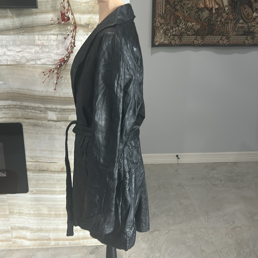 Patchwork Mosaic Black Leather Jacket. Size Xl - image 6